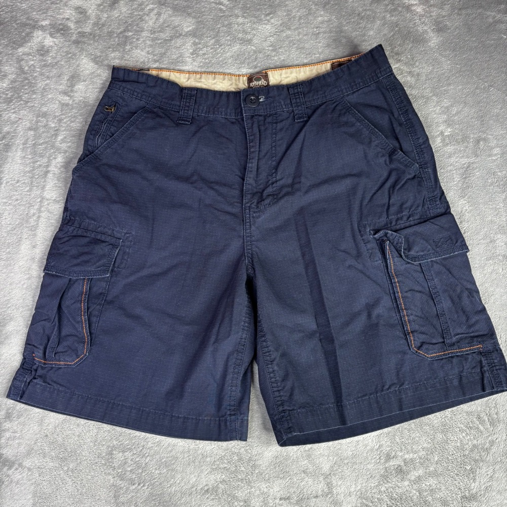 RedHead Cargo Shorts Mens 34 Navy Blue Ripstop Cotton Utility Hiking Outdoor